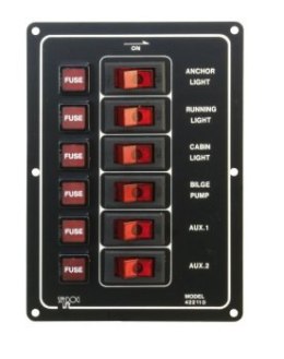 Panel przełączników pionowych 6-drożny 12V
