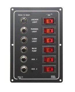 Pionowy panel przełączników z 6 wyłącznikami