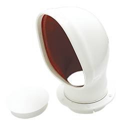 Wentylator PVC biały z czerwonym wnętrzem i zatrzaskowym pierścieniem – Ø podstawy 102 mm , Ø kołnierza 152 mm , wysokość 230 mm