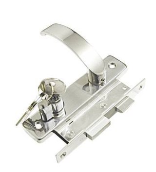 Zamek wpuszczany z wkładką patentową po lwewj stronie