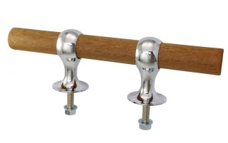 Chromowana knaga słupkowa 250mm Z DREWNIANYM BAREM