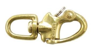 Karabińczyk mosiężny obrotowy oko 75mm