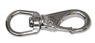 Karabińczyki ze stali nierdzewnej; obrotowe; duże oczko; L: 70 mm