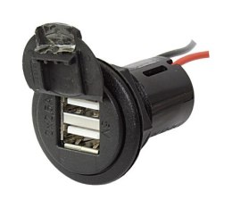 Podwójne gniazdo USB z osłoną / czołem okrągłym