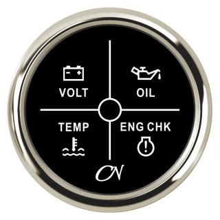 4-krotny wyświetlacz napięcia, ciśnienie oleju, kontrola temperatury czarny / chrom
