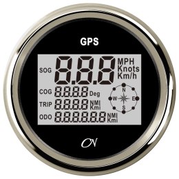 Prędkościomierz GPS cyfrowy + kompas czarny / chrom