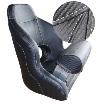Fotel kapitański sternika, czarny z jasnymi szwami z Flip-UP