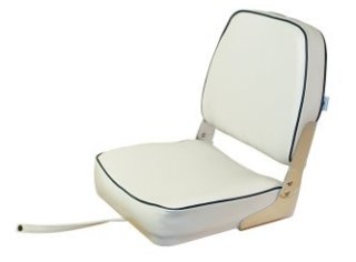 Składane siedzisko do łodzi, białe z niebieskimi paskami