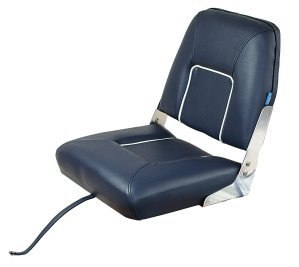 Składane siedzisko do łodzi, białe z niebieskimi paskami