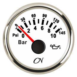 Wskaźnik ciśnienia oleju przyrządu CN do 10 bar biały / chrom