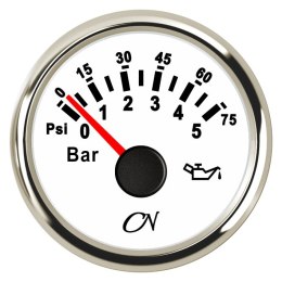 Wskaźnik ciśnienia oleju przyrządu CN do 5 bar biały / chrom