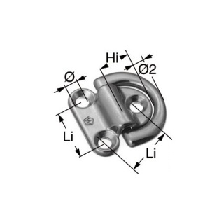 Ucho nierdzewne z oczkiem 8mm, pokładowe podwójne składane WICHARD
