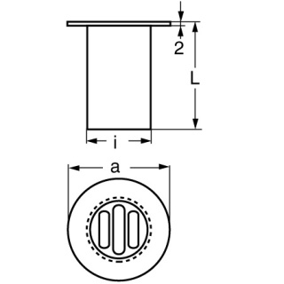 Odpływ pokładowy 50 mm wewnątrz ze stali nierdzewnej 1.4401