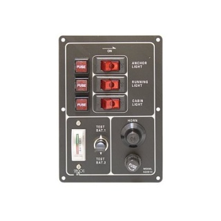 Panel włączników / bezpieczników pionowych z testerem akumulatora 12V