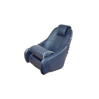 Fotel do mortorówki kapitański z zagłówkiem i "Flip-Up" NIEBIESKI Z BIAŁYMI LAMÓWKAMI