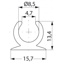 Czarna szyna kedrowa Ø 8 mm do bimini i zadaszeń - wymiary