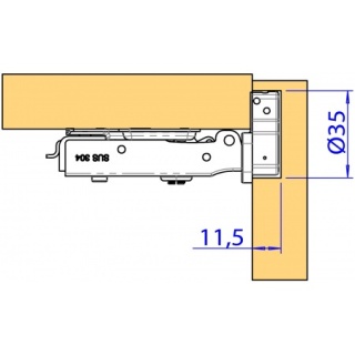 Zawias puszkowy "kryjący" AISI304 amortyzowany w komplecie z płytką kontrującą