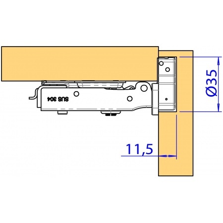 Zawias puszkowy "kryjący" AISI304 amortyzowany w komplecie z płytką kontrującą