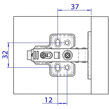 Zawias puszkowy "kryjący" AISI304 amortyzowany w komplecie z płytką kontrującą