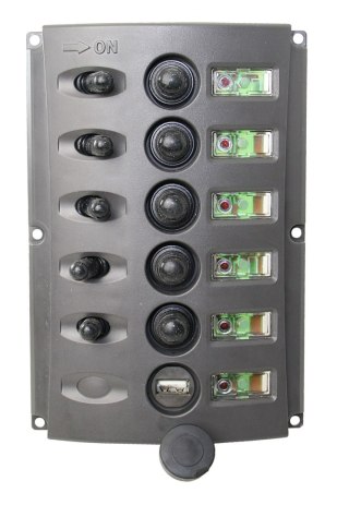 Panel przełączników 5-obwodów + 1 USB, IP65