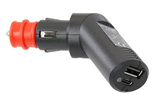 Kątowa podwójna ładowarka USB C/A 12V DC/5V DC