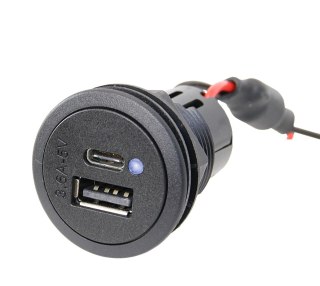 Podwójne gniazdo USB-C/A z diodą LED