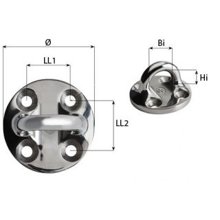 Okrągłe ucho pokładowe WICHARD do lin i pasów, wspornik okrągły, stal duplexstal duplex
