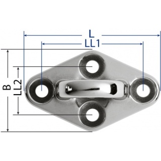 Ucho pokładowe WICHARD w kształcie rombu do lin i pasów, wspornik okrągły, stal duplex