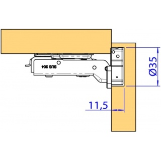Zawias puszkowy AISI304 amortyzowany w komplecie z płytką kontrującą