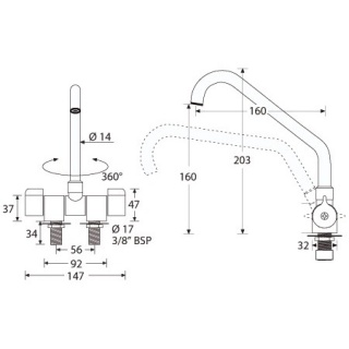 Bateria ceramiczna na gorąco i na zimno z chromowanego mosiądzu