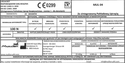 Automatyczna Kamizelka Ratunkowa 100N CZERWONA DZIECIĘCA