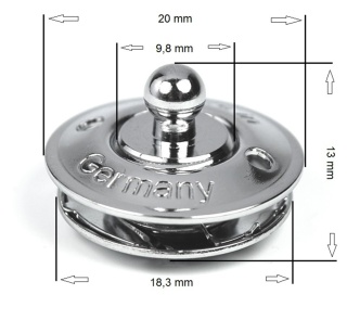 LOXX Dolna część do tkaniny A2, powierzchnia zacisku 4mm, 100 szt., czarna