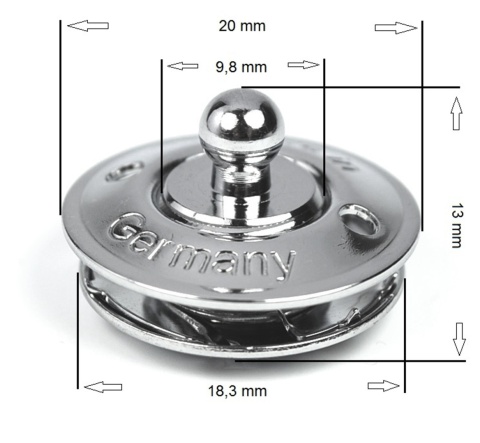 LOXX Dolna część do tkaniny A2, powierzchnia zacisku 4mm, 100 szt., czarna