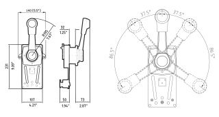 Manetka silnika do żaglówki B85 ULTRAFLEX montaż boczny