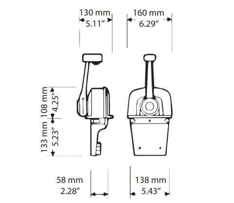 Manetka sterowania silnikiem ULTRAFLEX B65 dla 1 silnika
