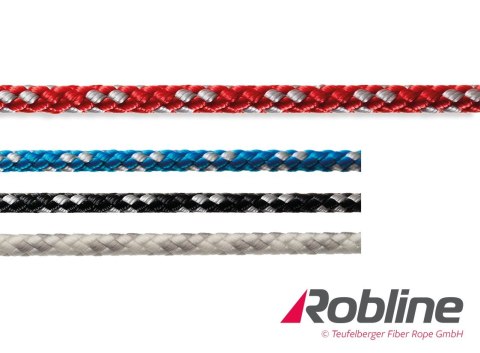Lina żeglarska ROBLINE 8-Plaited Dinghy PES/PES 4mmczarno-srebrna 4 mm czarna do jachtów