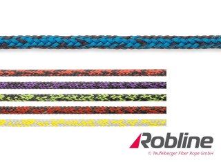 Lina żeglarska ROBLINE Dinghy Polytech PES-Techora/Dyneema 4mmfioletowo- 4 mm czarna regatowa do szotów i fałów
