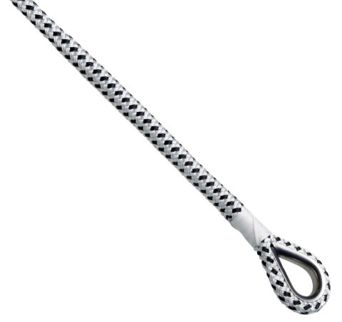 Lina żeglarska ROBLINE Lina cumownicza Rio PES/PES, kauczuk ze stali nierdzewnej czarno-biały 20 m 12 mm czarna do jachtów