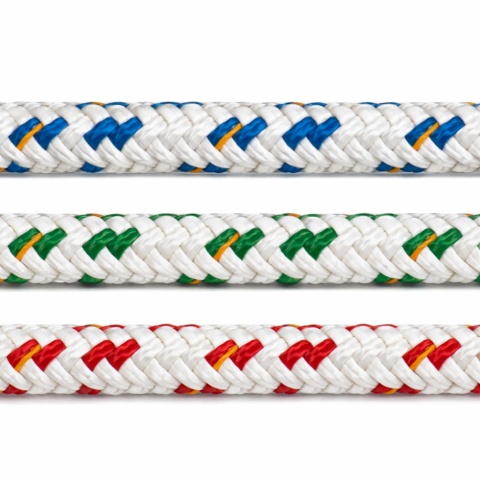 Lina Gemini X biała z kolorowym znacznikiem, poliestrowa lina szotowa do grota i genuy