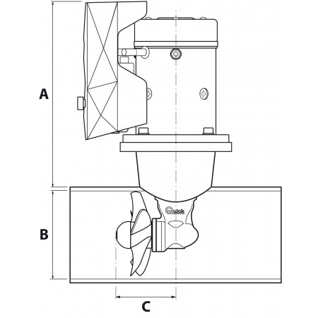 Ster strumieniowy dziobowy QUICK BTQ125-30 12V 30 kg 125 mm – zestaw z tunelem i joystickiem