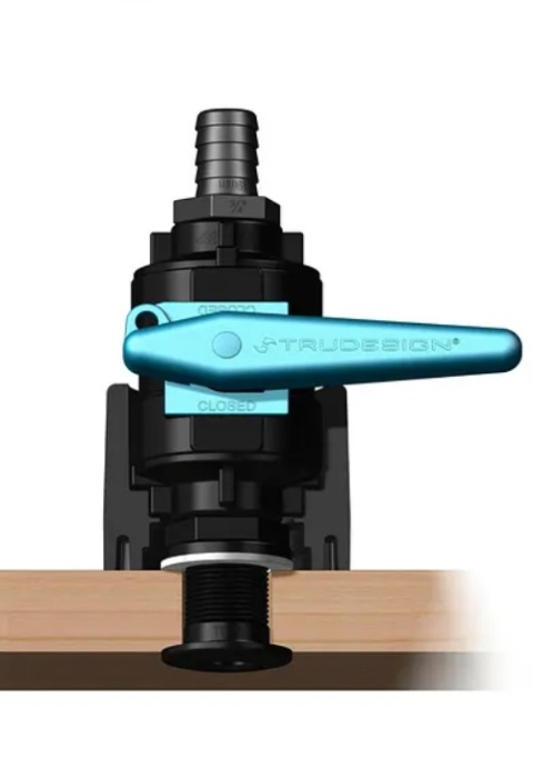 Zawór kulowy TRUDESIGN z tworzywa do montażu w przejściu kadłubowym