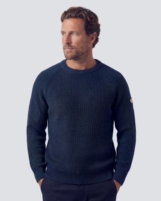Henri Lloyd – męski sweter żeglarski, Golant Ribbed Crew Navy Blue