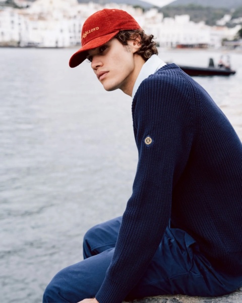 Henri Lloyd – męski sweter żeglarski, Golant Ribbed Crew Navy Blue