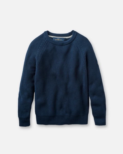 Henri Lloyd – męski sweter żeglarski, Golant Ribbed Crew Navy Blue