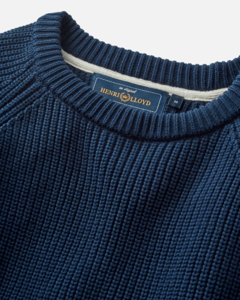Henri Lloyd – męski sweter żeglarski, Golant Ribbed Crew Navy Blue