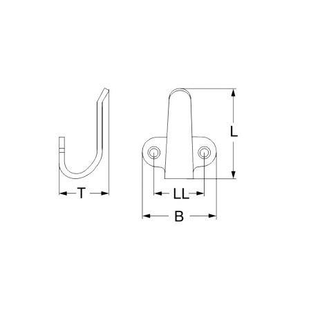 Hak / uchwyt ścienny LAMP 2H-30S A2 39 mm – stal nierdzewna AISI 304