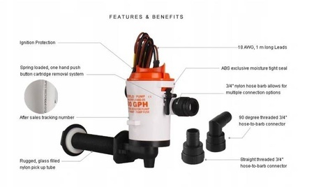SEAFLO Pompa kątowa do wody zaburtowej 800 GPH