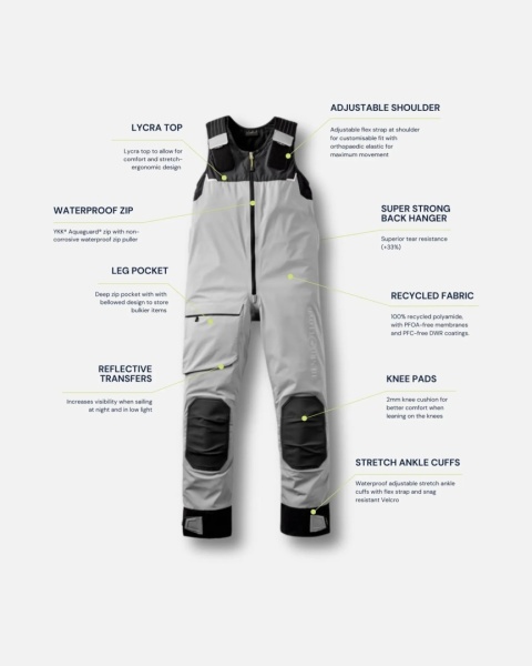 Henri-Lloyd Dynamic Salopettes Mens Ice - męskie spodnie żeglarskie softshell
