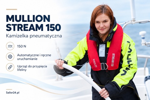 Kamizelka pneumatyczna Mullion Stream 150N ISO 12402-3 MVH z uprzężą Halkey Roberts Alpha - zestaw 4 sztuki