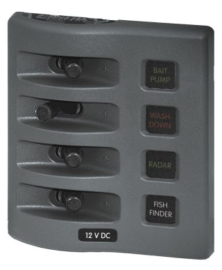 Panel przełączników Blue Sea WeatherDeck, 4 obwodów, z bezpiecznikami ATO/ATC - BS4304